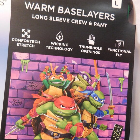 Cuddl Duds Teenage Mutant Ninja Turtles Mutant Mayhem Baselayer Set Large - Picture 2 of 4